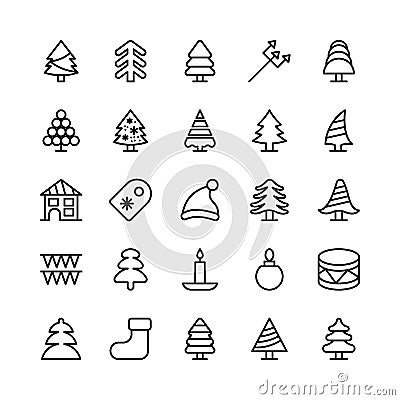 Christmas, Halloween, Party and Celebration Line Vector Icons 13 Stock Photo